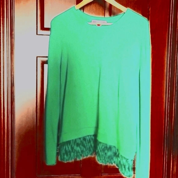 Lilly Pulitzer Kelly Green Sweater, fringed hem Striking color, M - Picture 6 of 11